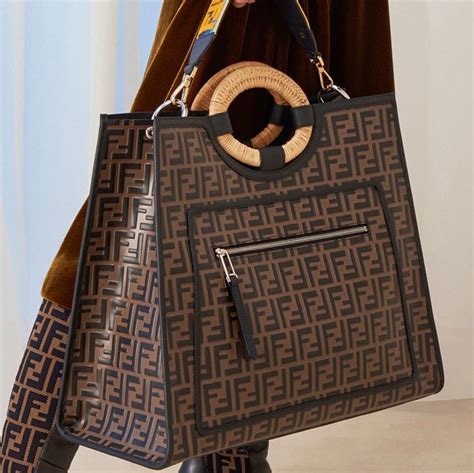 denim fendi tote|Fendi runaway shopper tote.